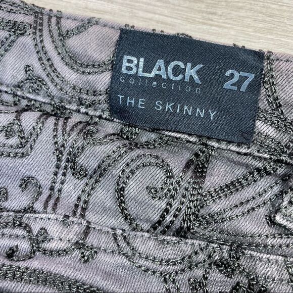 Joes Jeans Gracie Paisley Embroidered Black Collection Jeans Gray Black Size 27 - Picture 7 of 12